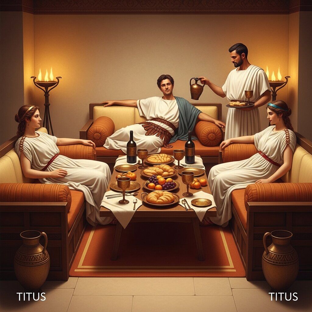 Familia Romana in triclinio cenat