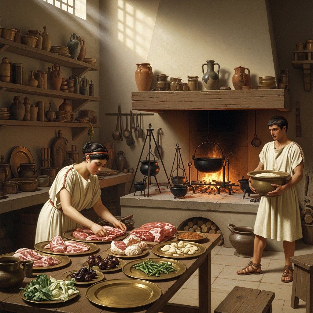 Servi cibum in culina parant